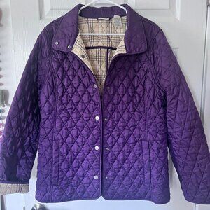 LLBean, Women's Quilted Riding Jacket, Deep Purple, Large